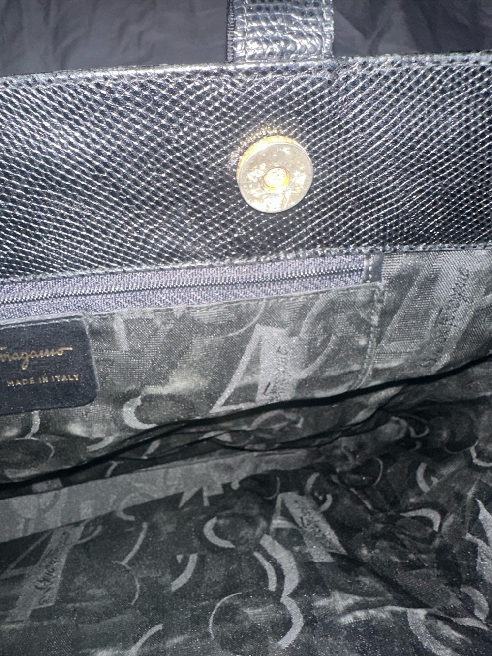 Salvatore Ferragamo Black Leather Tote with Gold Logo Accent - Picture 5 of 11